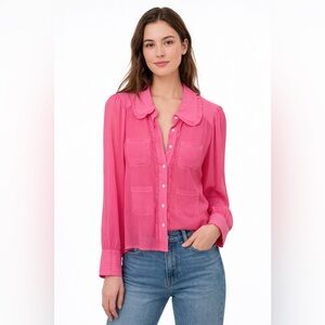 Maeve Bright Pink Sheer Blouse